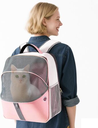 Рюкзак для собак та котів PETCUTE - дихаючий, складний, для маленьких тварин, рожевий