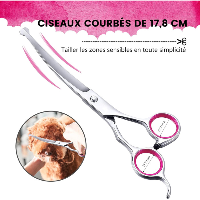 Набір для грумінгу собак: професійна шерстьова ножиця 4CR, нержавіюча сталь, гребінець, безпечний закруглений наконечник