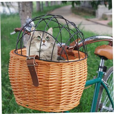 Велосипедний кошик для собак та котів – безпечний, знімний, з плетеним кошиком, 11 x 8 x 9,8 x 13 см