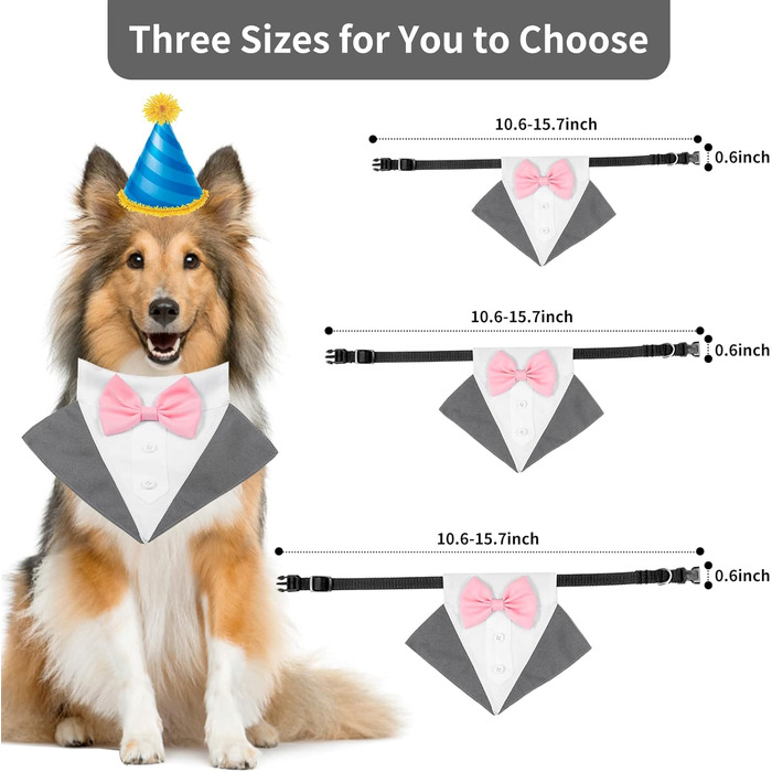 Елегантний собачий смокінг JOYPAWS: нашийник для собак, костюм для вечірки, на день народження, для фотосесій, сірий, для маленьких, середніх та великих собак