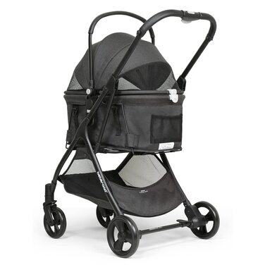 Візок для собак та котів з функцією складання - чорний, 73x55x100 см, до 15 кг