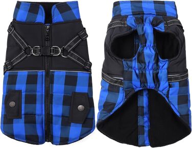 Теплий зимовий одяг для собак: флісова жилетка, куртка з блискавкою, водонепроникний одяг для холодної погоди (L, Синій)