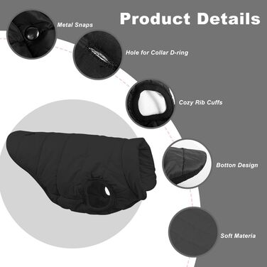 Зимовий одяг для собак Meioro: тепла куртка, жилетка, флісовий пуловер для малих та середніх собак (чорний, XL)