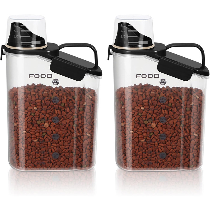 Контейнер для корму для собак, 3L/5L, BPA-free, з мірним стаканчиком та зручним ручним дозатором, зелений (Schwarzes Pet)