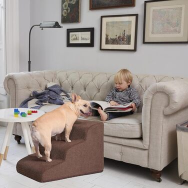 Сходинка для собак Galatée: зручна та стабільна для софи, ліжка та авто (5/3 сходинки, коричневий)