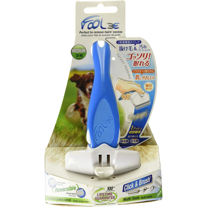Гребінець Iris Ohyama FoOlee Easee для чутливої шкіри та шерсті тварин, розмір M, синій, пристрій для видалення шерсті, щітка для тварин