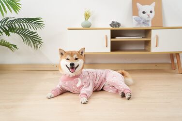 Теплий зимовий халат для собак, піжама з фланцелю, теплий костюм для собак середніх та великих порід, зимовий одяг для собак, рожевий, розмір XS-2XL