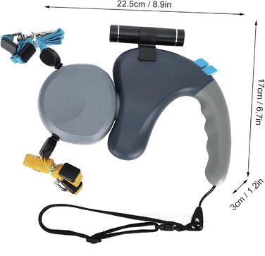 Подвійна собача повідка, висувна повідка з LED-підсвічуванням для двох собак, з фіксатором, регульована, 9,8 футів, 360° без перекручування (сіра)
