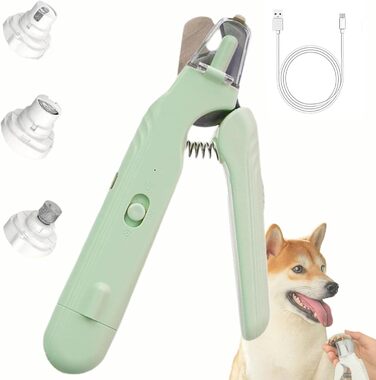 LED-кусачки для кігтів собак та котів: безпечна стрижка з підсвічуванням, тиха робота, для середніх та маленьких тварин (білий, зелений)