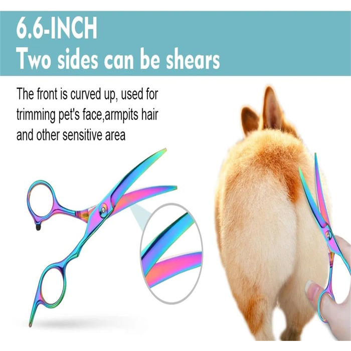 Професійний набір ножиць для собак 6 в 1: 6,6' - ідеально для грумінгу собак, котів та інших тварин. В комплекті: прямі, зубчасті та вигнуті ножиці (чорний + жовтий)