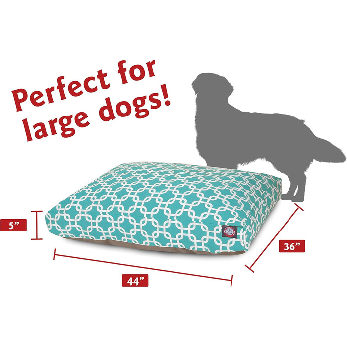 Ліжко для собак Majestic Pet прямокутне, для дому та вулиці, знімний та праний чохол, бірюзове