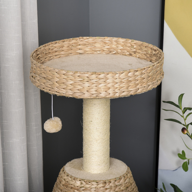PawHut Cat Tree з котячою печерою 82,5H см, іграшка з сизалю та м'ячем для маленьких котів, стайня та кольорова в жовтому кольорі