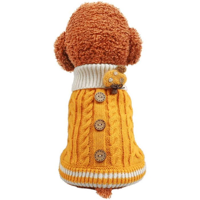 Теплий зимовий пуловер для собак Doubleer: м'який трикотажний теплий одяг для маленьких та середніх собак (рожевий, синій, жовтий)