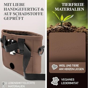 Сумка для ласощів для собак Heimatpfoten® з штучної шкіри - ласощі з магнітною застібкою однією рукою - сумка для ласощів для собак (Чорний, S, Коричневий)