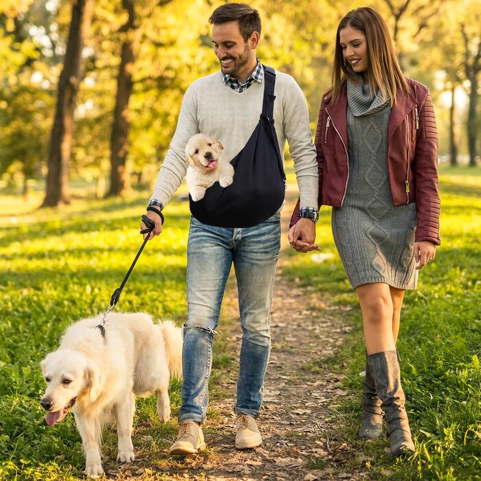 Сумка-переноска для домашніх тварин, регульована переноска для собак, реверсивна переноска для маленьких собак до 7 кг, переноска для собак, переноска для собак для прогулянок та активностей на відкритому повітрі (чорний)