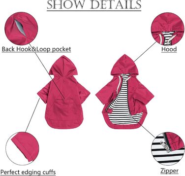 Водонепроникний собачий дощовик з капюшоном, рожевий (L)