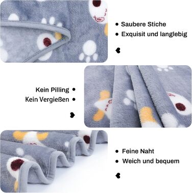 М'яка ковдра для собак та котів Demigeat, 3 шт. - плюшева, миюча, для малого та середнього розміру, для весни та літа, сірого кольору