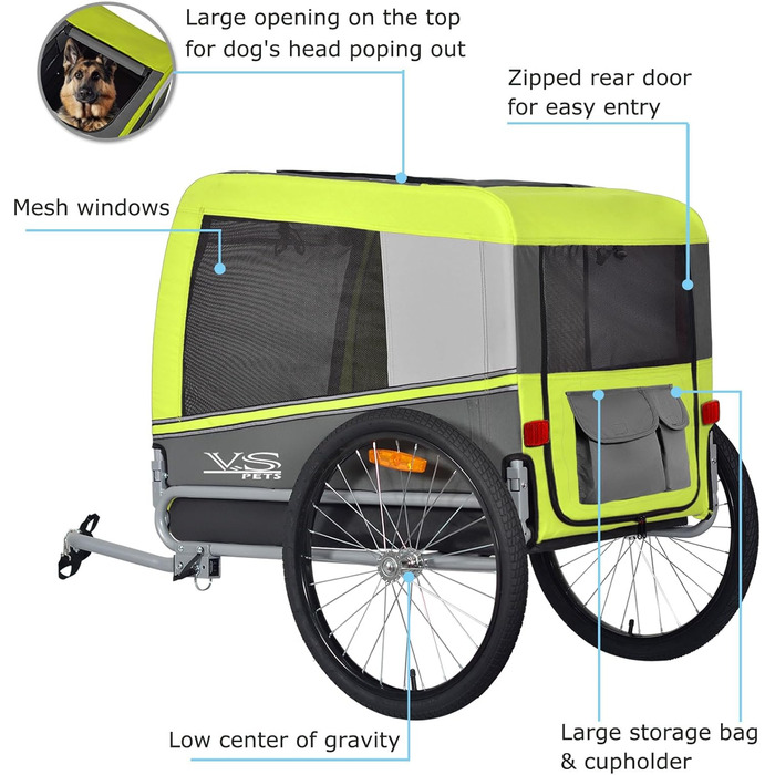 Тігго VS Pets L: велосипедний причіп для собак великого розміру, 270 л, до 35 кг, зелений