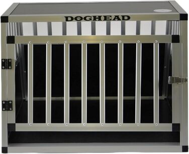 Транспортна переноска для собак DOGHEAD Ecoline, 70x60x50 см, алюмінієва, чорний/срібний колір