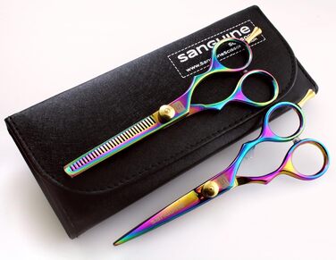 Набір професійних перукарських ножиць та ножиць для витончення, титан, 14 см, з еталоном