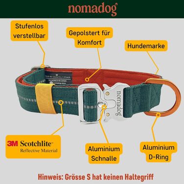 Нашийник для собак Nomadog Trailblazer S: міцний, тактичний, з ручкою, для великих собак