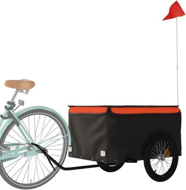 Дитячий/Універсальний причіп для велосипеда, залізний, чорно-помаранчевий, вантажопідйомність 45 кг, також для собак