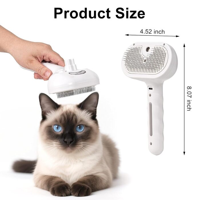 Бурштук для шерсті тварин 3-в-1: парова щітка для собак, для видалення шерсті котів, масажна щітка для грумінгу