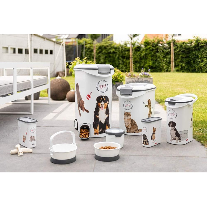 Контейнер для корму Curver 35 л, 12 кг, білий/сірий, для собак, Love Pets, пластиковий
