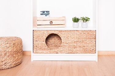 Клітка-будиночок для котів у шафу Billy, з натурального плетіння, для котів, дрібних тварин, кроликів, морських свинок, 75 x 29 x 25 см, матеріал: ротанг, плетиво