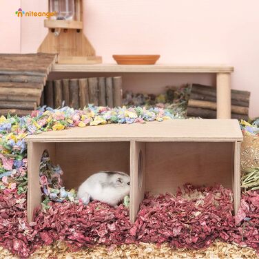 Niteangel Секретний будиночок для хом'яка з тунелем, 2-камерний, іграшка для дослідження, малий розмір, для джунгариків