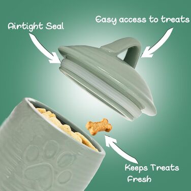 Контейнер для собачих ласощів NIXBYO, зелений, кераміка, герметичний, для зберігання