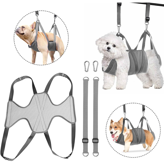 Гамак для грумінгу тварин OVIVER, зручний, портативний, для собак та котів (сірий, M)