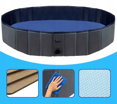 Складаний басейн для собак Stator, сірий, 160х30 см, 500 л
