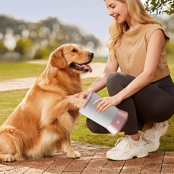 Автоматичний мийник лап для собак - електричний мийник лап | Мийний стакан для лап тварин | Мийка для догляду за собачими кігтями, USB-зарядка | Електрична машина білий рожевий