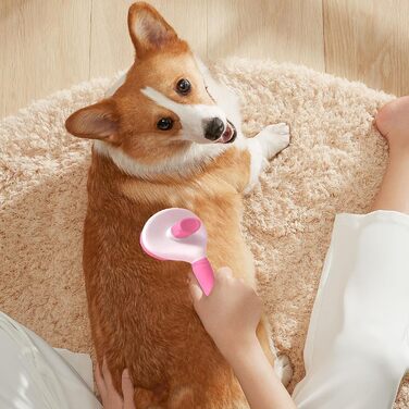 Набір для догляду за шерстю котів та собак: щітка, триммер для нігтів, гребінець від бліх, 2 зубні щітки (рожевий)