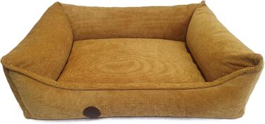 Ортопедичне ліжко для собак, сумісне з великими, середніми та маленькими породами, жовто-гірчичний колір, миється, розмір M (77x60x20 см)