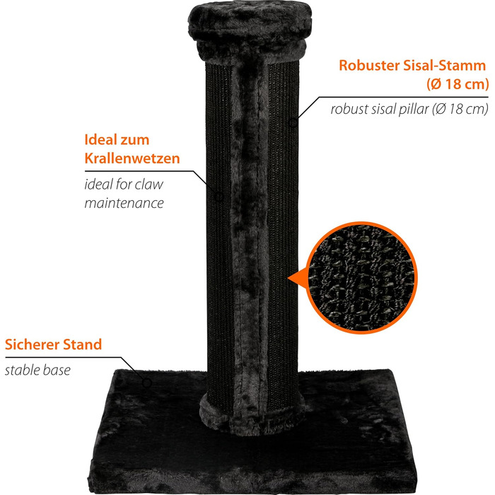 Добре® Преміум кігтеточка для котів з дерева з великими та стійкими кігтеточками в вишуканому дизайні - підходить для великих котів - 35 x 60 x 100 см