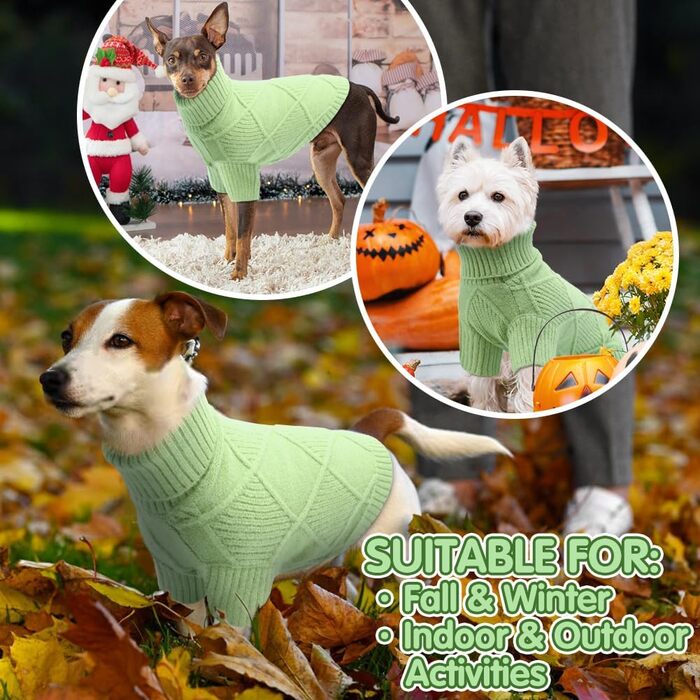 Пуловер для собак EMUST великих порід, еластичний, з рукавами, теплий роллік для осені та зими, зелений XL