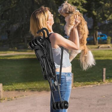 Візок для собак Wedyvko: переносна модель для цуценят, собак та котів до 15 кг, темно-сірий (чорний)