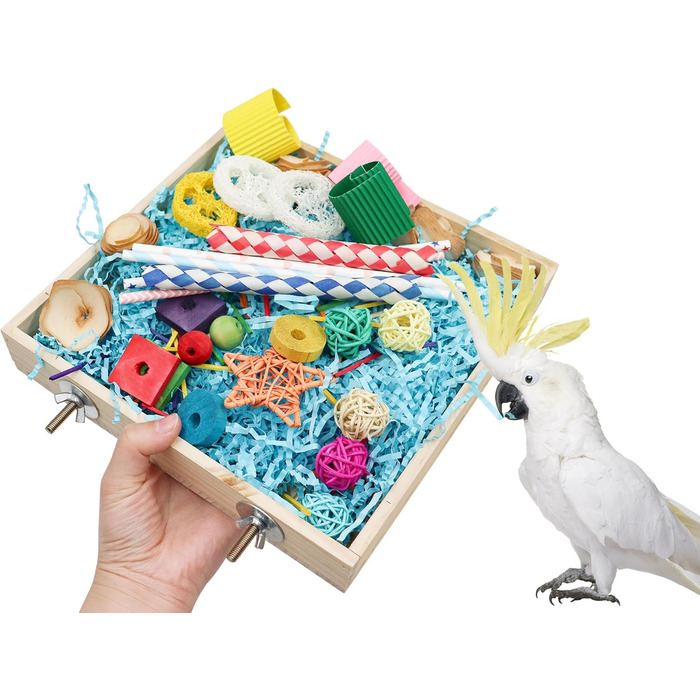 Іграшка-гойдалка для птахів Vogel: дерев'яна коробка для папуг, іграшки для гризучих, аксесуари для клітки, підходить для хвилястих, корел та конур