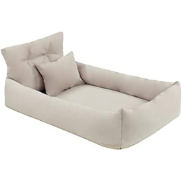 Ортопедичне ліжко для собак Juelle з штучної шкіри, диван для великих собак з ортопедичним матрацом, знімний чохол, миється, Hugo L-XXL (100x80 см, Бежевий)