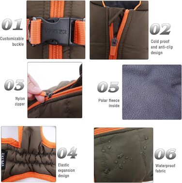 Зимовий теплий одяг для собак: куртка з шлейкою, водонепроникна, для дрібних та середніх порід, тепла, для цуценят, регульована жилетка, оливковий (S)