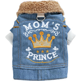 Джинсова куртка для собак з флісовою підкладкою на зиму, для цуценят, стильна, тепла, джинсовий верх, для чихуахуа та йоркширських тер'єрів, блакитна, розмір M