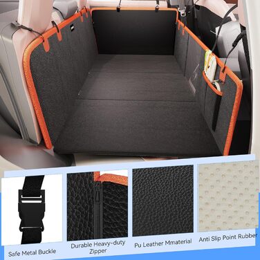 Подовжувач для заднього сидіння автомобіля для собак, PU-шкіра, жорстка основа, чохол на сидіння для собак, автомобільна лежанка для собак, матеріал PU-шкіра, більше місця, витримує 180 кг XL