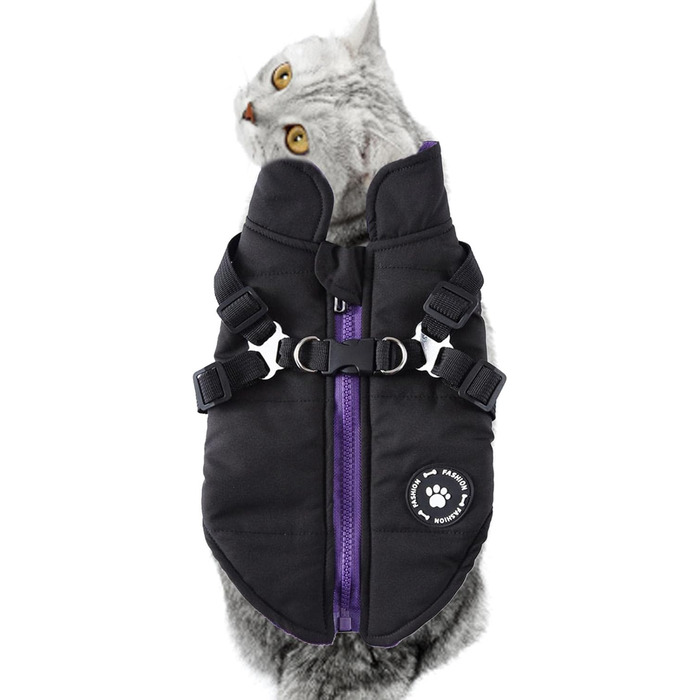 Зимовий теплий одяг для собак, бавовняний костюм (чорний, S) - водонепроникний, вітронепроникний, двосторонній