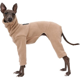 Теплий фланелевий халат для грейхаундів та віппетів: флісовий пуловер з ніжками, вітрозахисний халат з коміром-гетром, зимовий халат для собак маленьких, середніх та великих порід (Колір: Бежевий, Розмір: XX XXS Бежевий)