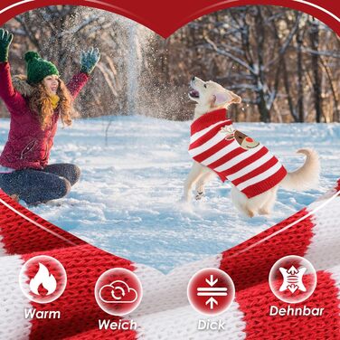 Пуловер для собак SlowTon на Різдво з оленем - теплий зимовий костюм для маленьких та середніх собак, червоно-білий XL