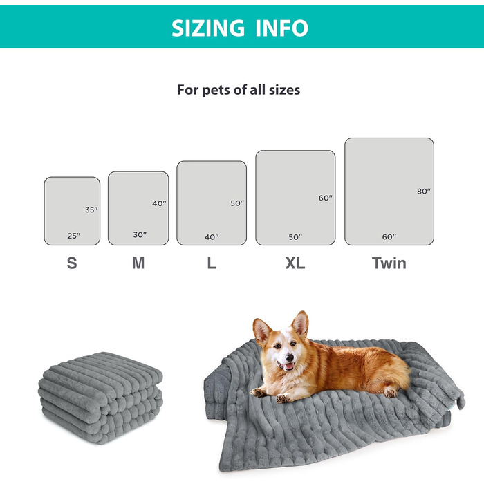 Водонепроникний коврик для собак на диван, плюш, великий розмір, для захисту меблів, супер м'який, заспокійливий, для дому (сірий, 127 x 152,4 см), XL