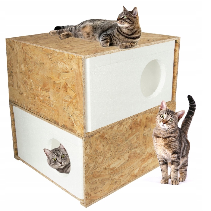 Будиночок для кота FloraZoo, білий, квадратний, 43 см x 41 см x 20 см