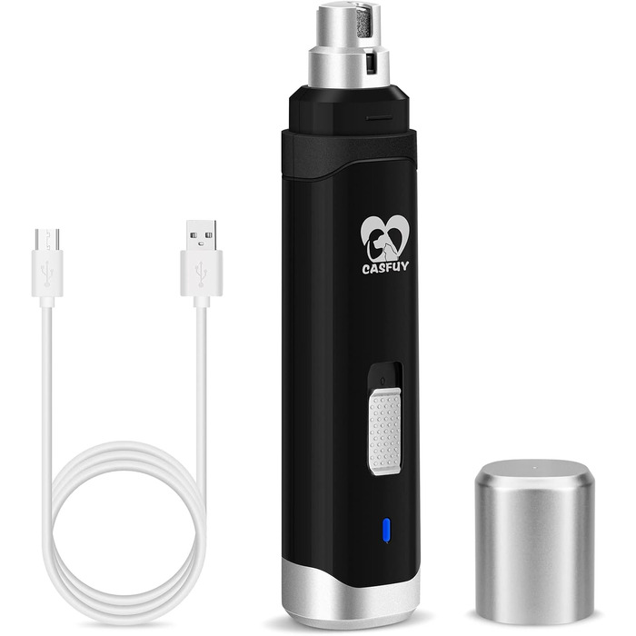 Електричний точилка для кігтів собак Casfuy - професійний, 2 швидкості, акумуляторний, для собак та котів, чорний